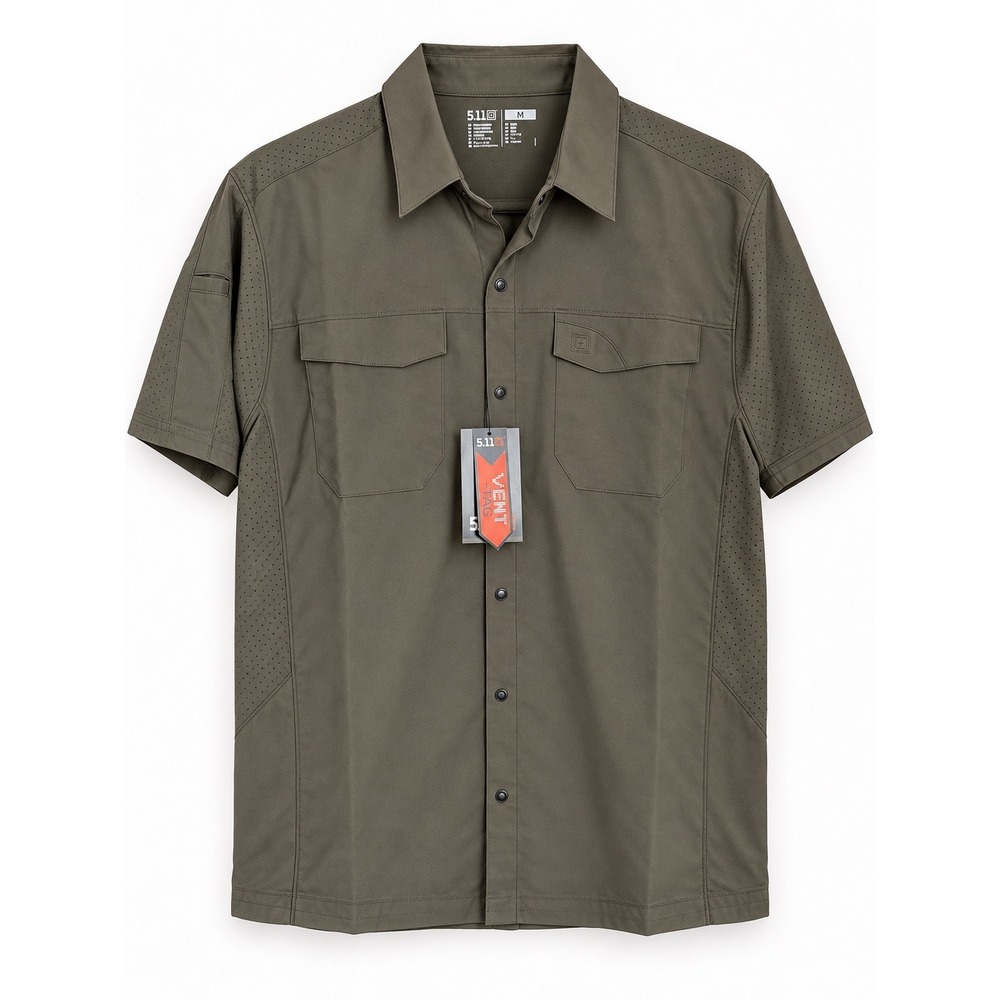 5.11 Tactical Freedom Flex Short Sleeve Shirt Mens Medium Olive Green 71340
